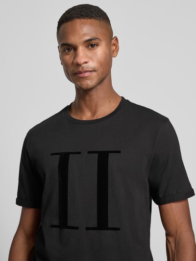 Les Deux T-shirt met labelprint, model 'Encore' Zwart - 3