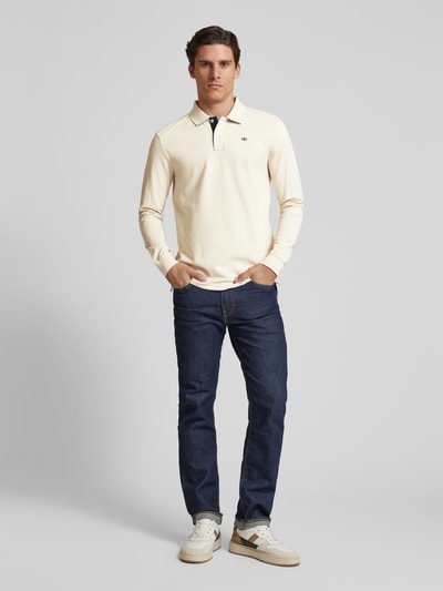 Tom Tailor Regular Fit Langarmshirt in Piqué-Optik aus reiner Baumwolle Offwhite 1