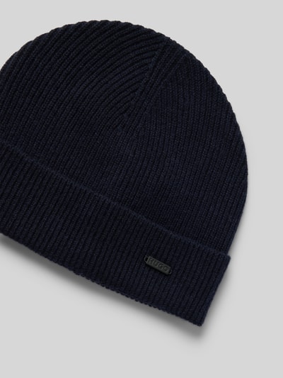 HUGO Czapka beanie z detalem z logo model ‘Xamiro’ Ciemnoniebieski 2