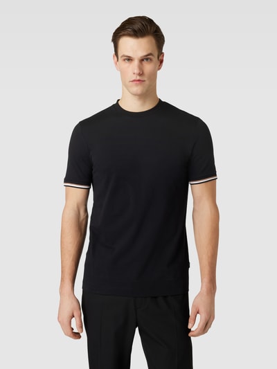 BOSS T-shirt met labeltypische contraststrepen, model 'Thompson' Zwart - 4