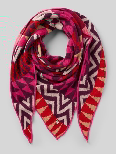Codello Sjaal met wol, model 'Intarsien' Rood - 1