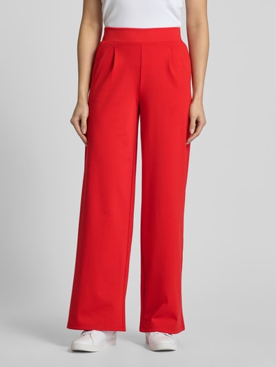 ICHI Wide leg stoffen broek met bandplooien, model 'KATE Long' Rood - 4