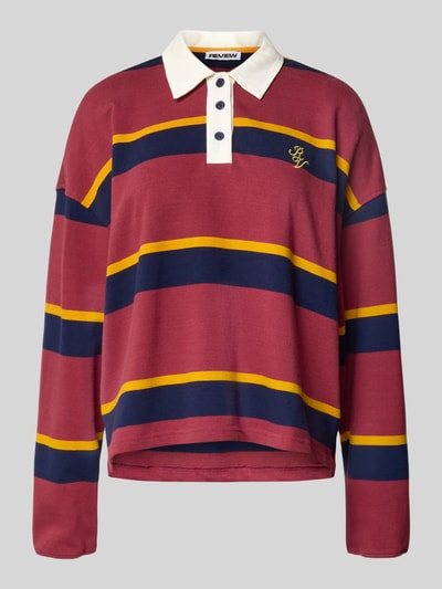 Review Bluza o kroju oversized z kołnierzykiem polo Bordowy 2