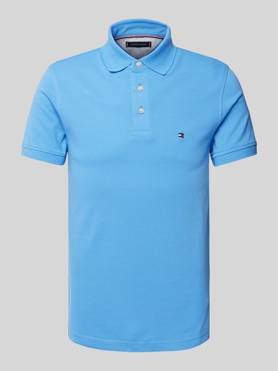 Tommy Hilfiger Slim fit poloshirt met logostitching, model '1985' Aquablauw - 2