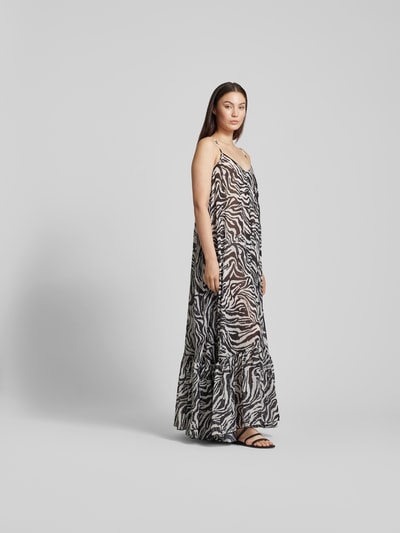 ROTATE Maxikleid mit Animal-Print Black 1