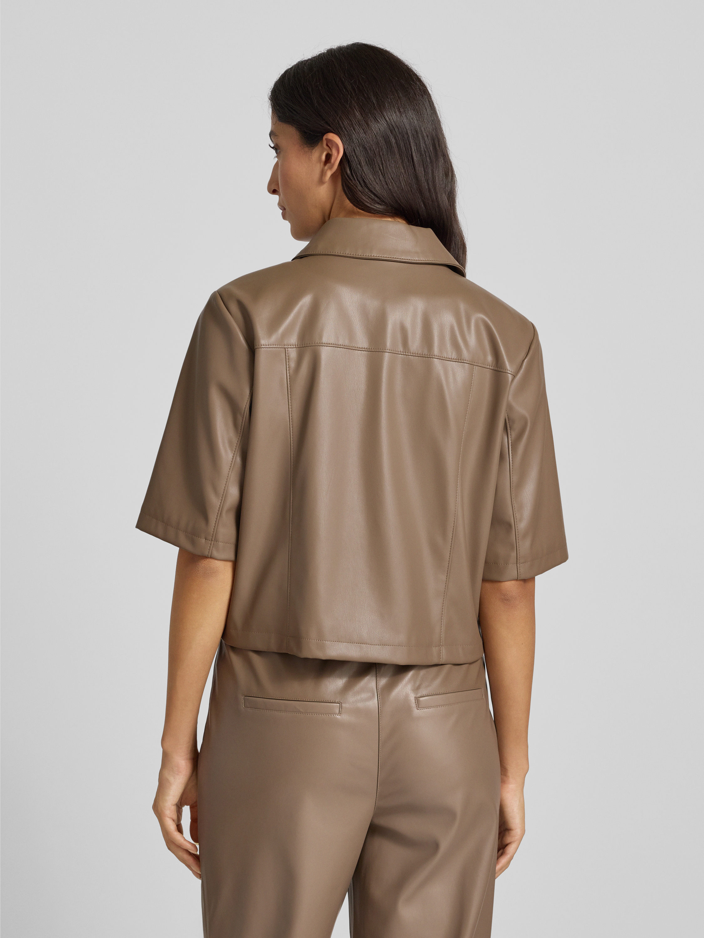 comma Blazer in Leder-Optik Taupe 5
