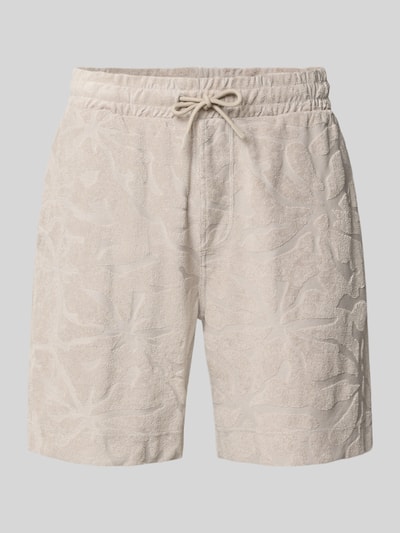 Produktfoto, Regular Fit Sweatshorts aus Baumwoll-Mix Modell 'SE_FLOWER' von BOSS Orange in Beige, Frottee-Struktur, elastischer Bund mit Tunnelzug, seitliche Eingrifftaschen, unifarben