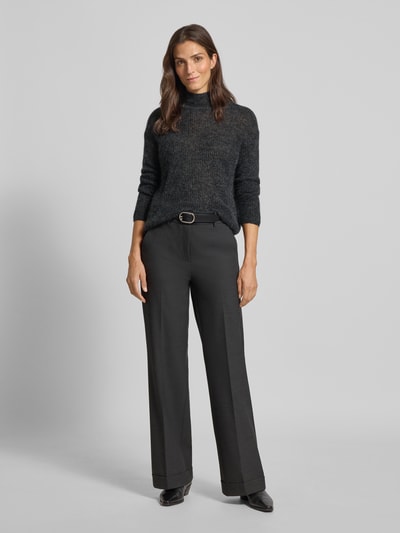 MM Sweter z dzianiny o kroju comfort fit z dodatkiem wełny model ‘TENNA’ Antracytowy melanż 1