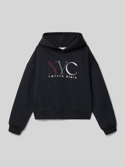 Calvin Klein Jeans Regular fit hoodie met logoprint, model 'Fleece' Zwart - 1