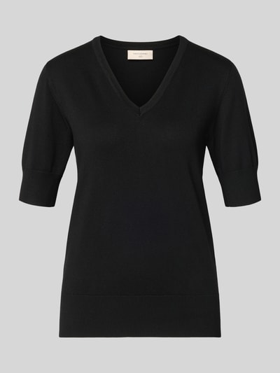 Productfoto, zwart Strickshirt met V-hals Modell 'Katie' van FREE/QUENT, viscosemix met stretch, regular fit, dames, gladde textuur