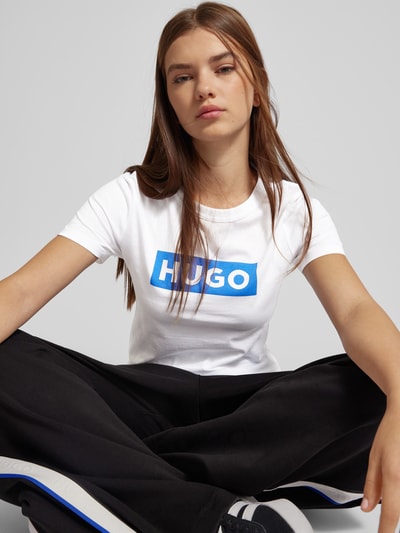 Hugo Blue T-Shirt mit Label-Print Weiss 3