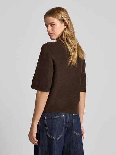 Only Kurtka z dzianiny o luźnym kroju z wiązanym detalem model ‘SIMONI’ Czekoladowy 5