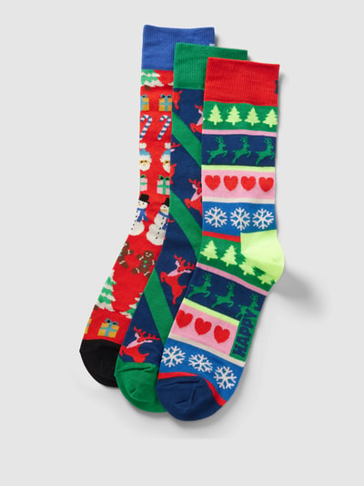 Happy Socks Socken mit Motiv-Print Modell 'X-Mas Sweater' im 3er-Pack Rot 1