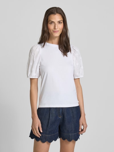 Tom Tailor Denim Regular Fit T-Shirt mit Puffärmeln Weiss 4