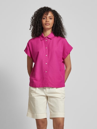 Jake*s Collection Overhemdblouse met doorknoopsluiting Fuchsia gemêleerd - 4