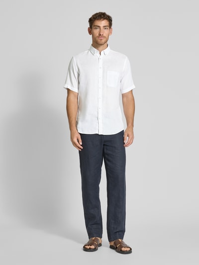 Fynch-Hatton Regular Fit Freizeithemd aus Leinen-Baumwoll-Mix Weiss 1