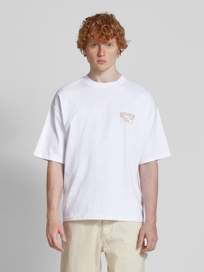 REVIEW Oversized T-Shirt mit Label-Print Weiss 4