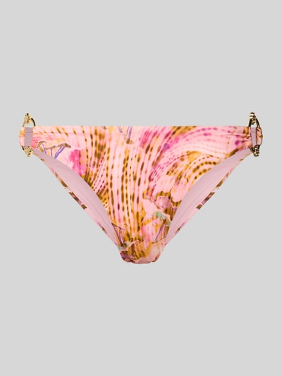 Produktfoto, Bikini-Slip im Allover-Look Modell 'INES' von Guess für Damen, Material-Mix mit Stretch-Anteil, pink-gelb gemustert, körpernahe Passform