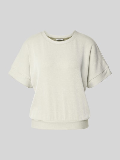 Produktfoto, Sweatshirt mit 1/2-Arm Modell 'Gimos' von OPUS, jasny beż, bawełna z domieszką wiskozy, krój regular fit, okrągły dekolt, wyraźna faktura