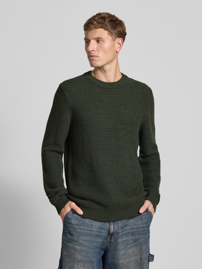 Marc O'Polo Denim Regular Fit Strickpullover aus Baumwoll-Mix Dunkelgruen 4