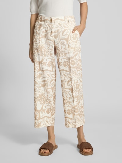 Brax Straight leg linnen broek met verkort model Beige - 4