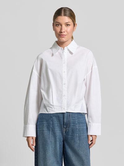 s.Oliver RED LABEL Cropped Langarmbluse mit weitem Kragen Weiss 4
