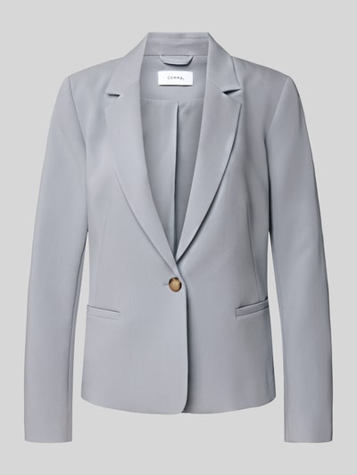 comma Regular fit blazer met reverskraag en paspelzakken Rookblauw - 2