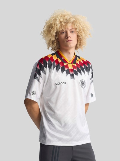 adidas Sportswear damski t-shirt o kroju regular fit z detalem z logo dfb Biały 4