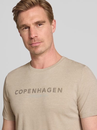 Lindbergh T-shirt met labelprint Steengrijs - 3