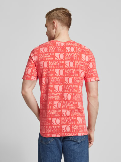 s.Oliver RED LABEL T-shirt met all-over labelprint Koraal - 5