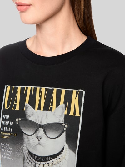 Marc Cain Sweatshirt met catwalk-fotomotief van katoenmix Zwart - 3