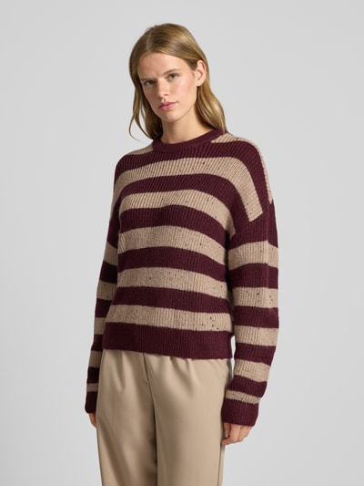 Review Oversized Strickpullover mit Streifenmuster Rostrot Melange 4
