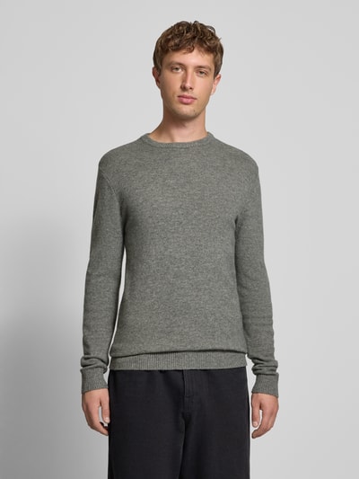 Blend Gebreide pullover met ribboorden, model 'BRANKO' Lichtgrijs gemêleerd - 4