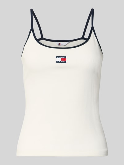 Tommy Jeans Trójkątny top na ramiączkach z mieszanki bawełny, krój slim fit Biały 2