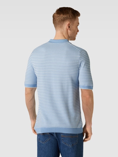 Cinque Slim fit poloshirt met streepmotief, model 'Flavius' Lichtblauw - 5