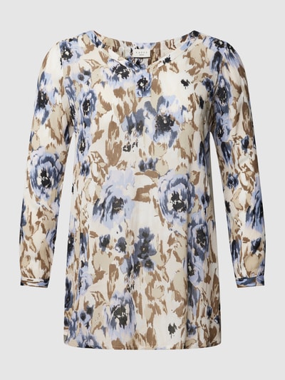 KAFFE Curve PLUS SIZE blouse met all-over bloemenmotief, model 'Ami' Bleu - 2