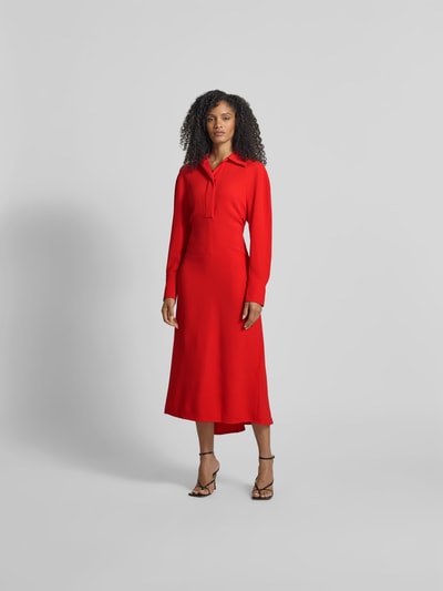 Victoria Beckham Midikleid mit Resortkragen Rot 4
