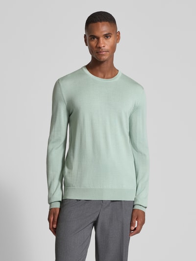 HUGO Regular fit gebreide pullover van merinowol, model 'SAN CEDRIC' Mintgroen - 4