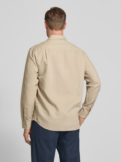 Selected Homme Regular Fit Freizeithemd aus Leinen-Baumwoll-Mix Modell 'CLAY LINENBLEND' Sand 5