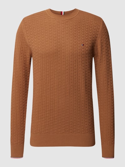 Tommy Hilfiger Strickpullover mit Strukturmuster Modell 'EXAGGERATED' Camel 2