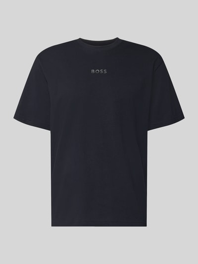 Produktfoto, czarny męski t-shirt z bawełny, prosta forma, gładka faktura, Relaxed Fit T-Shirt aus reiner Baumwolle Modell 'TEE 10' von BOSS Green