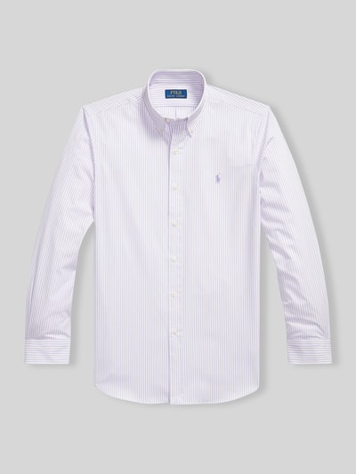 Produktfoto, Regular Fit Freizeithemd aus Baumwoll-Mix von Polo Ralph Lauren mit Optik:Allover-Muster, gestreift, weiße Knopfleiste, Logo-Stitching.