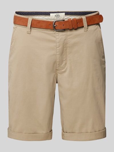 Redefined Rebel Regular Fit Bermudas mit Gürtel Modell 'MIKE' Beige 2