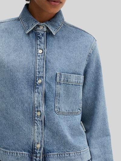 Marc O'Polo Relaxed Fit Jeansbluse mit Leinen-Anteil Ocean Melange 3