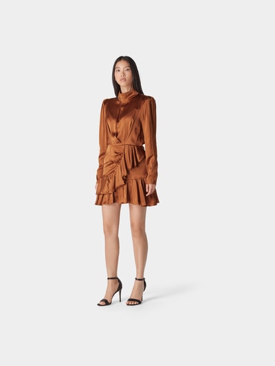 Iro Cocktailkleid mit Rüschen Camel 1