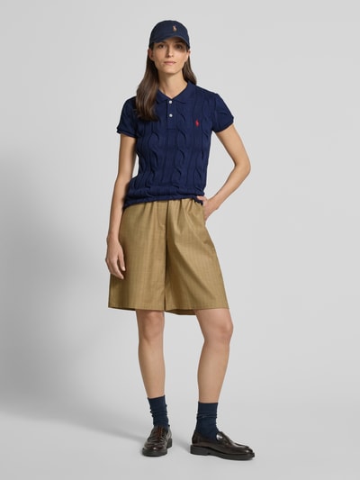 Polo Ralph Lauren Regular fit poloshirt met kabelpatroon en logostitching Marineblauw - 1