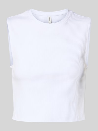 Only Top krótki o kroju slim fit z mieszanki bawełny model ‘VELA’ Biały 2