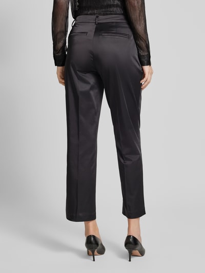 Milano Italy Slim fit stoffen broek met persplooien Zwart - 5