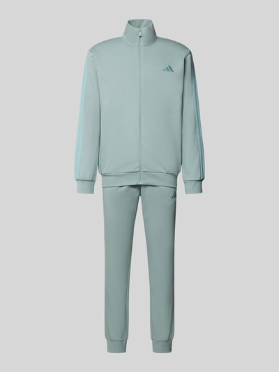 Produktfoto, Sweatanzug mit Label-Stitchings von adidas Sportswear aus Baumwoll-Mix, hellblau, Regular Fit, feine Struktur, Stehkragen, Reißverschluss