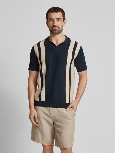 SELECTED HOMME Poloshirt met V-hals, model 'MATTIS' Marineblauw - 4